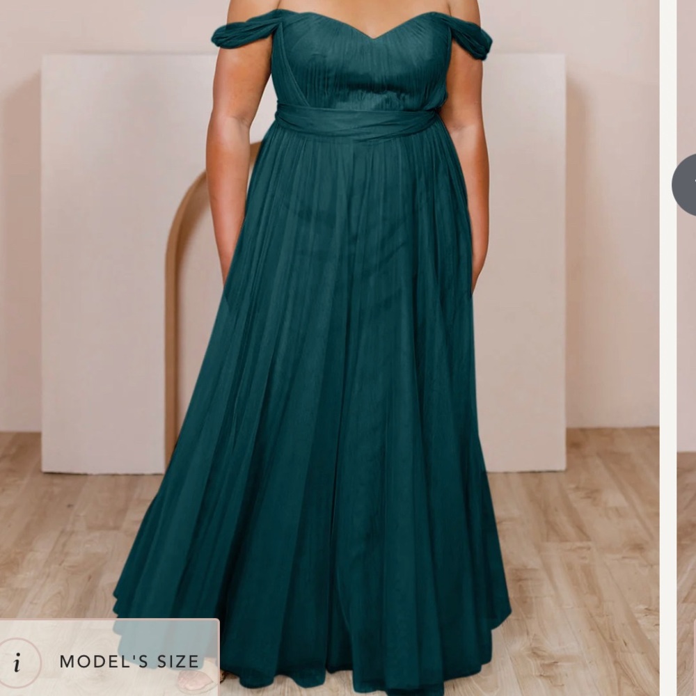 Revelry Emerald Tulle Rosalie Convertible Bridesmaid Dress